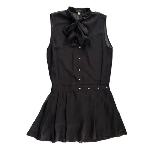 DIESEL Women's Black Chiffon D-Nedora-A Pleated Button Shift Dress $248 size XS - Picture 15 of 15